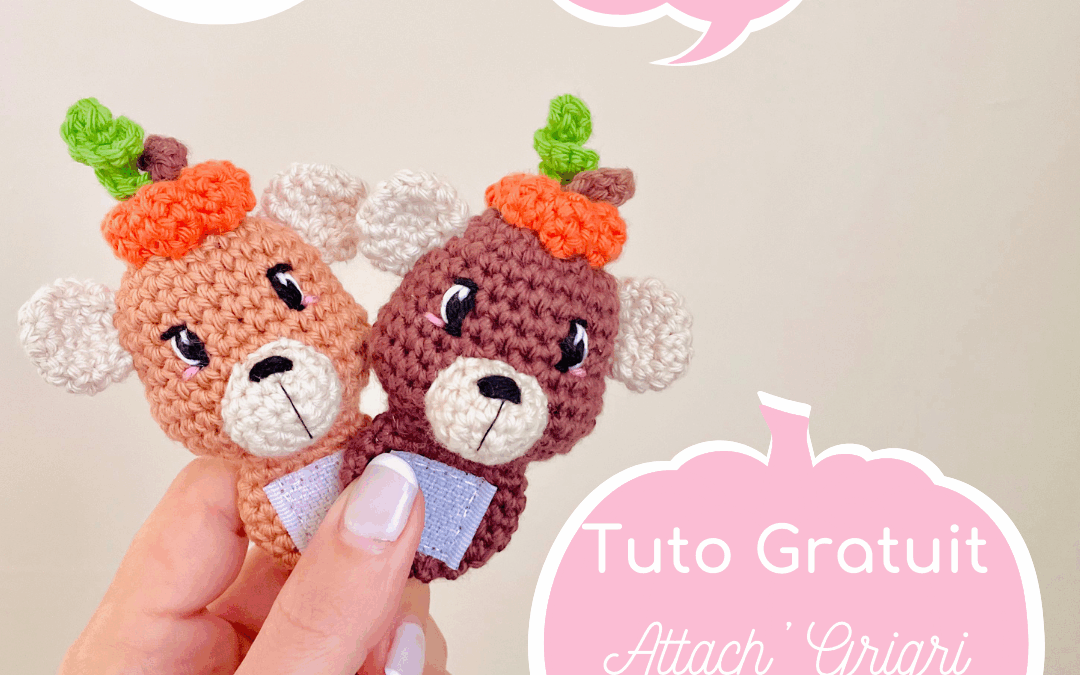 Attach'grigri citrounours au crochet réaliser à l'aide du Tuto gratuit de Tif Créatif