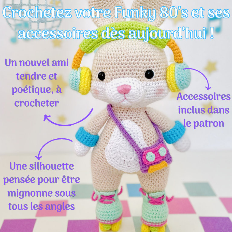 Funky 80's le lapin - Patron au crochet PDF