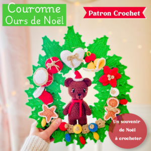 Couronne d'ours de noël patron PDF au crochet par Tif Créatif