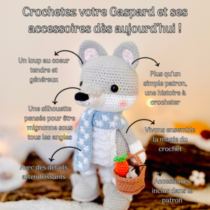 Gaspard le loup réalisé à partir du patron PDF de Tif Créatif