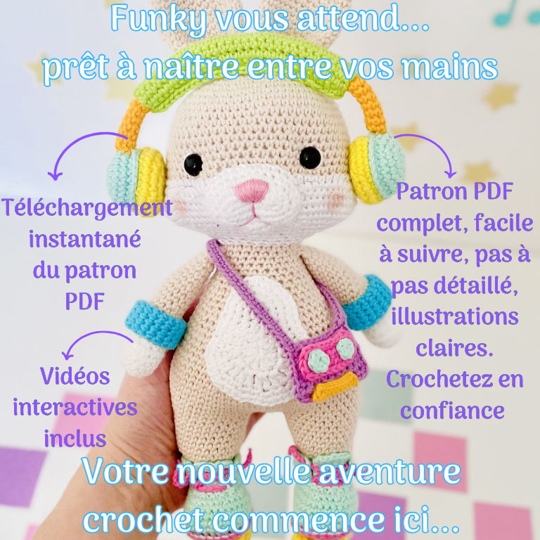 Funky 80's le lapin - Patron au crochet PDF – Image 3