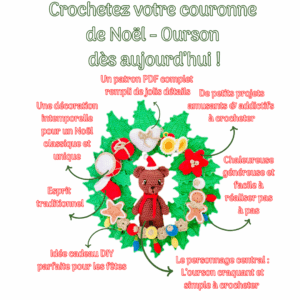 Couronne de noël ourson - Patron au crochet PDF réaliser par Tif Créatif