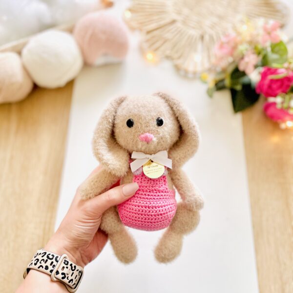 Pompon Lapin Beige Salopette Rose – Image 3