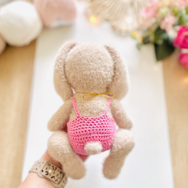 Pompon Lapin Beige Salopette Rose – Image 4
