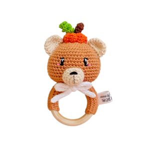 Hochet ourson d'automne au crochet réaliser par Tif Créatif