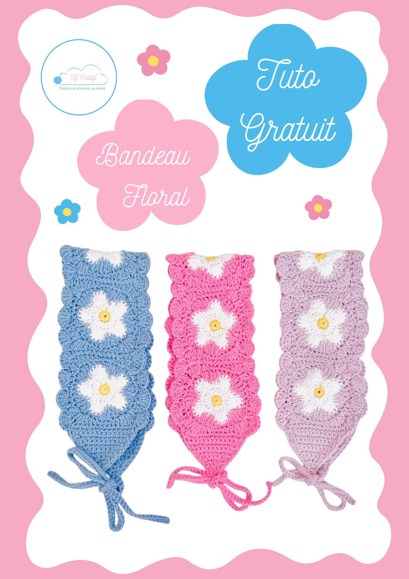Le bandeau à fleurs au crochet Le bandeau à fleurs au crochet, réaliser à partir du Tuto Gratuit en PDF