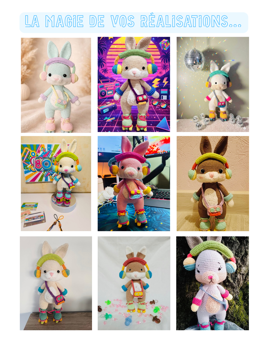 Funky 80's le lapin - Patron au crochet PDF – Image 4